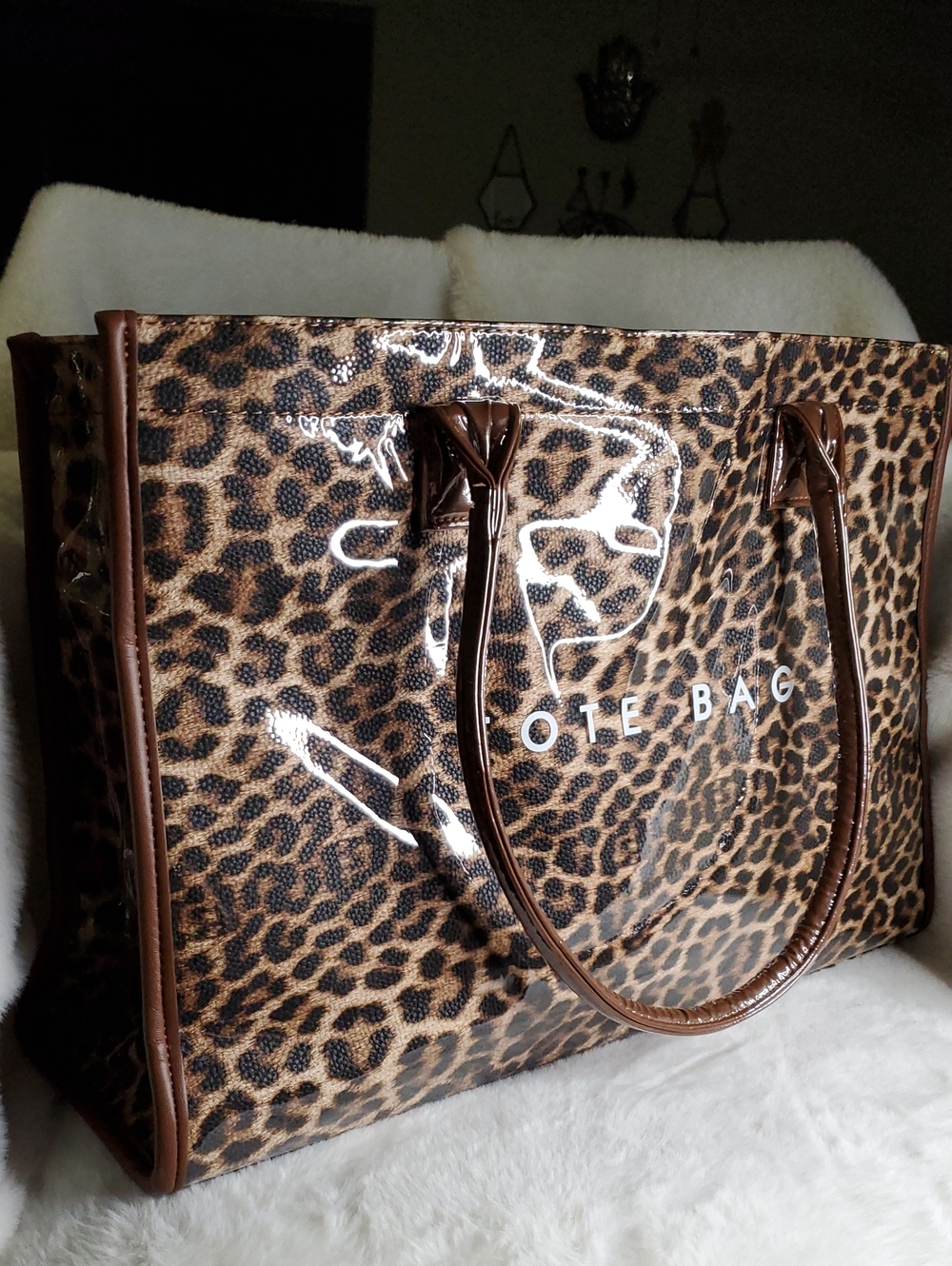 💗💠Leopard-Print Tote Bag with Brown Trim💗💠
